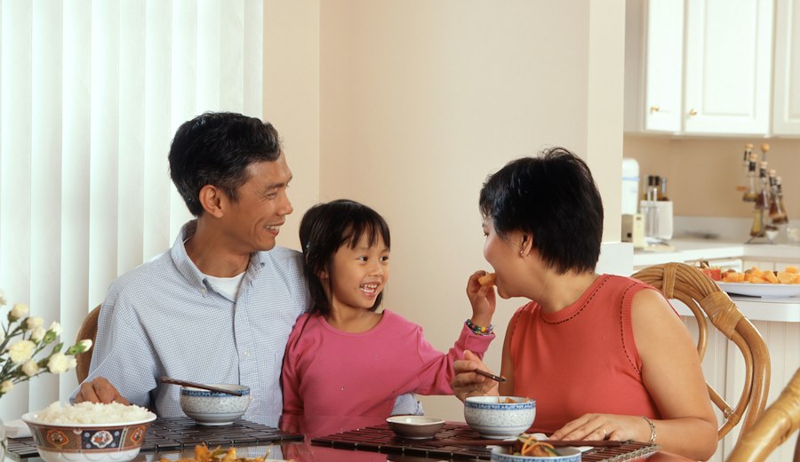 Family sharing a meal at home
