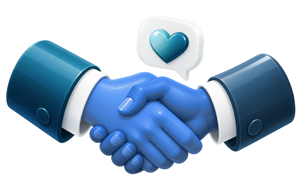 Two speech bubbles joined by a heart