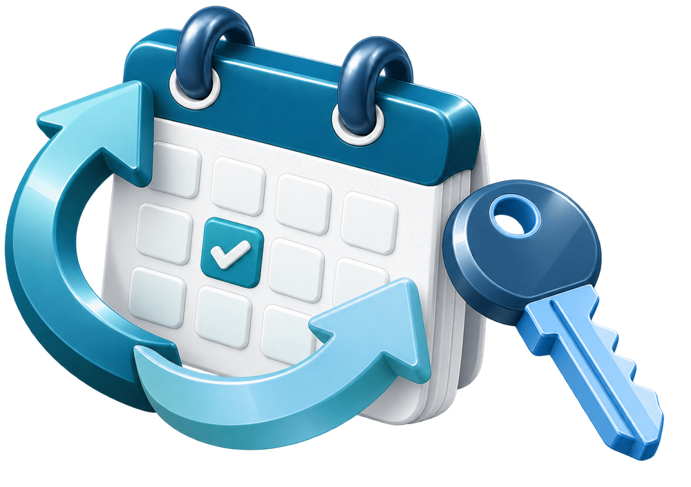Calendar with a renewal arrow