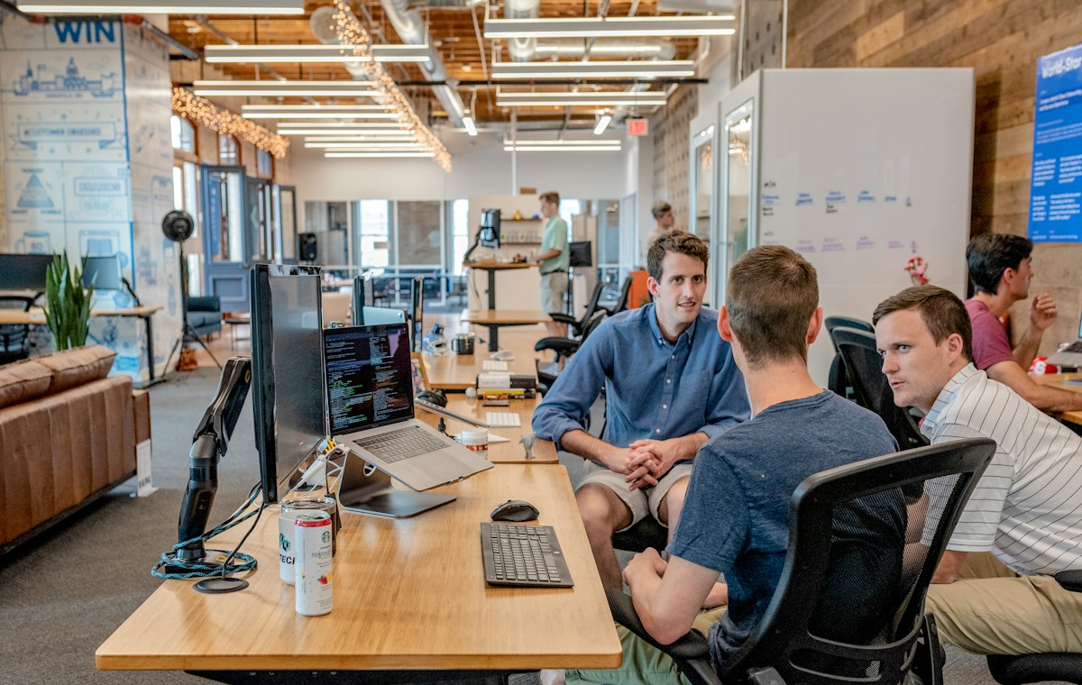 Team working together at office desks