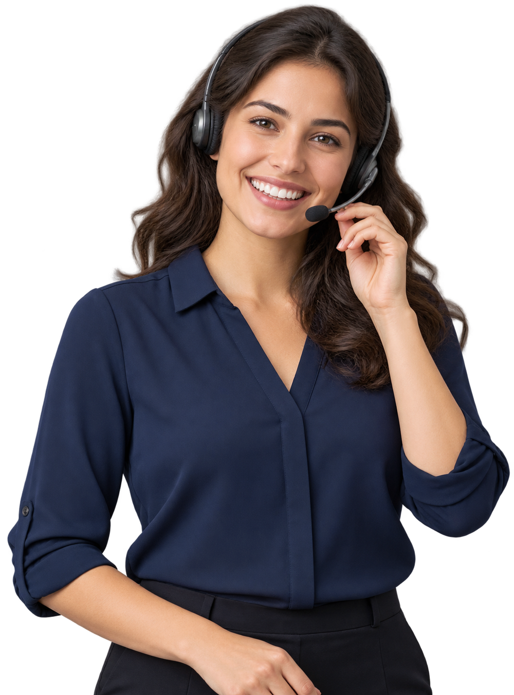 Friendly support agent wearing a headset