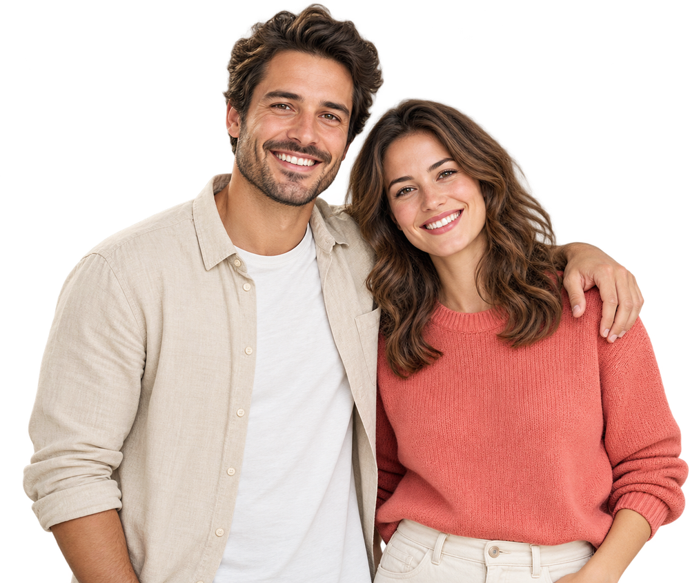 Smiling couple standing together