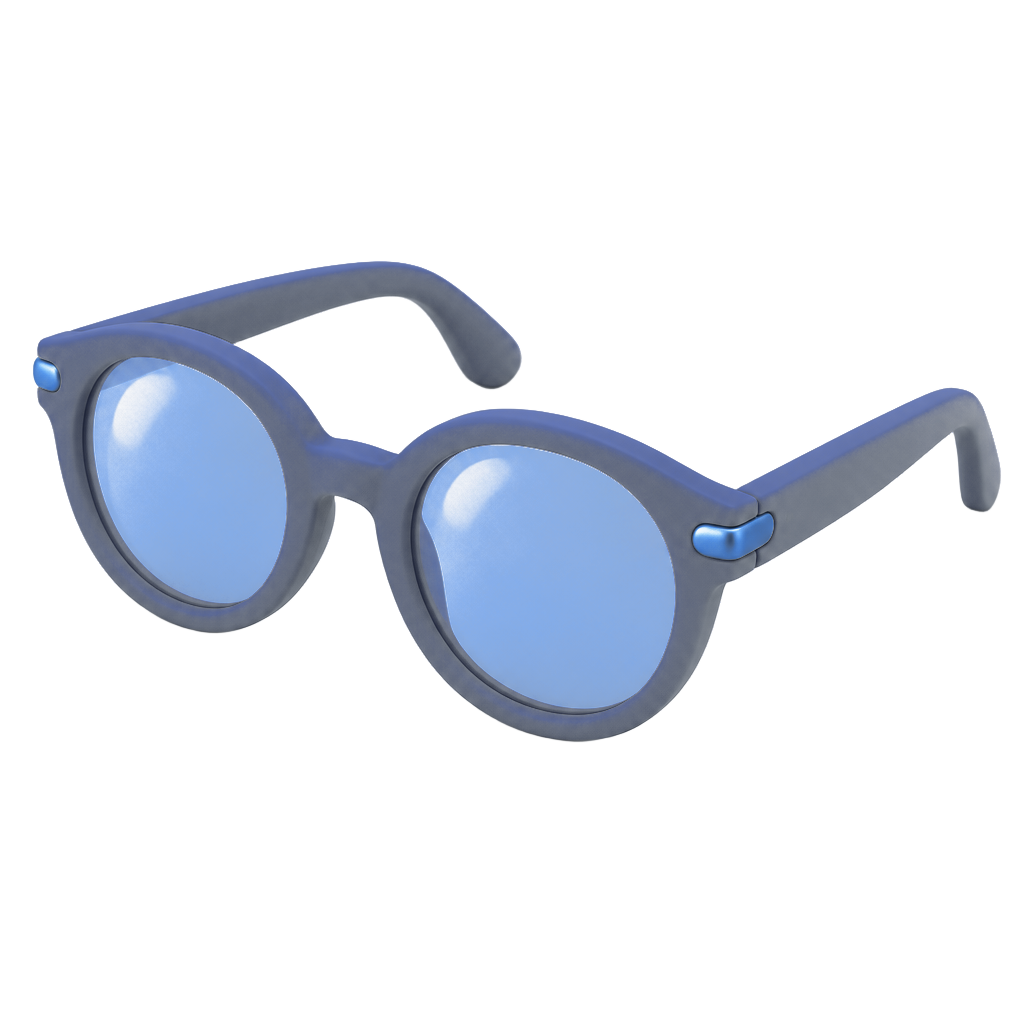 Sea-green eyeglasses with light blue lenses